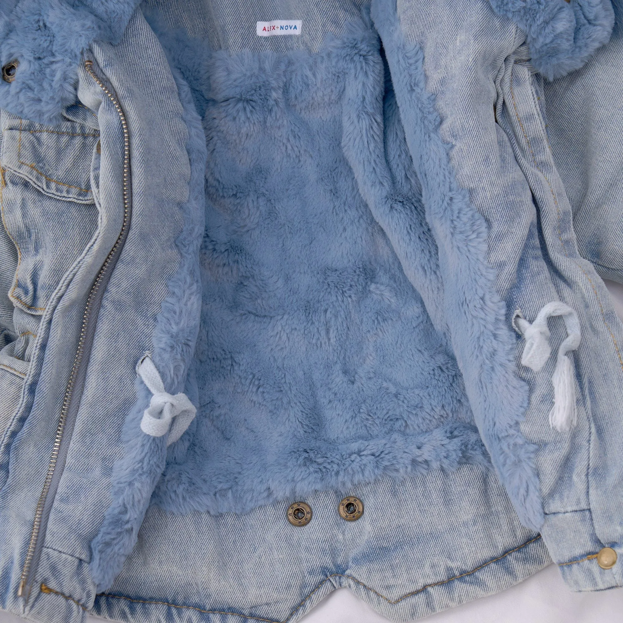 Holly Oversized Denim Fur Hooded Winter Coat Jacket