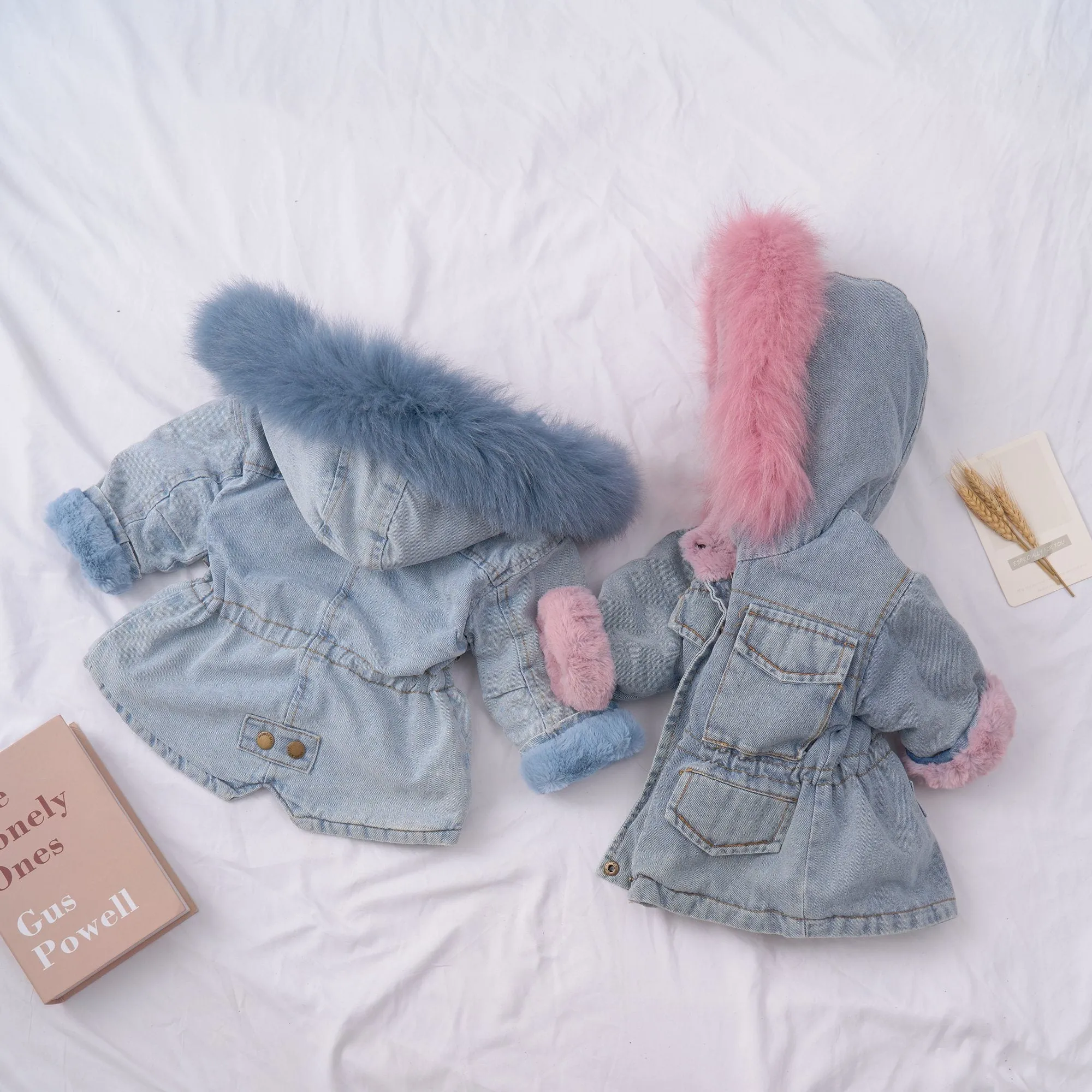 Holly Oversized Denim Fur Hooded Winter Coat Jacket