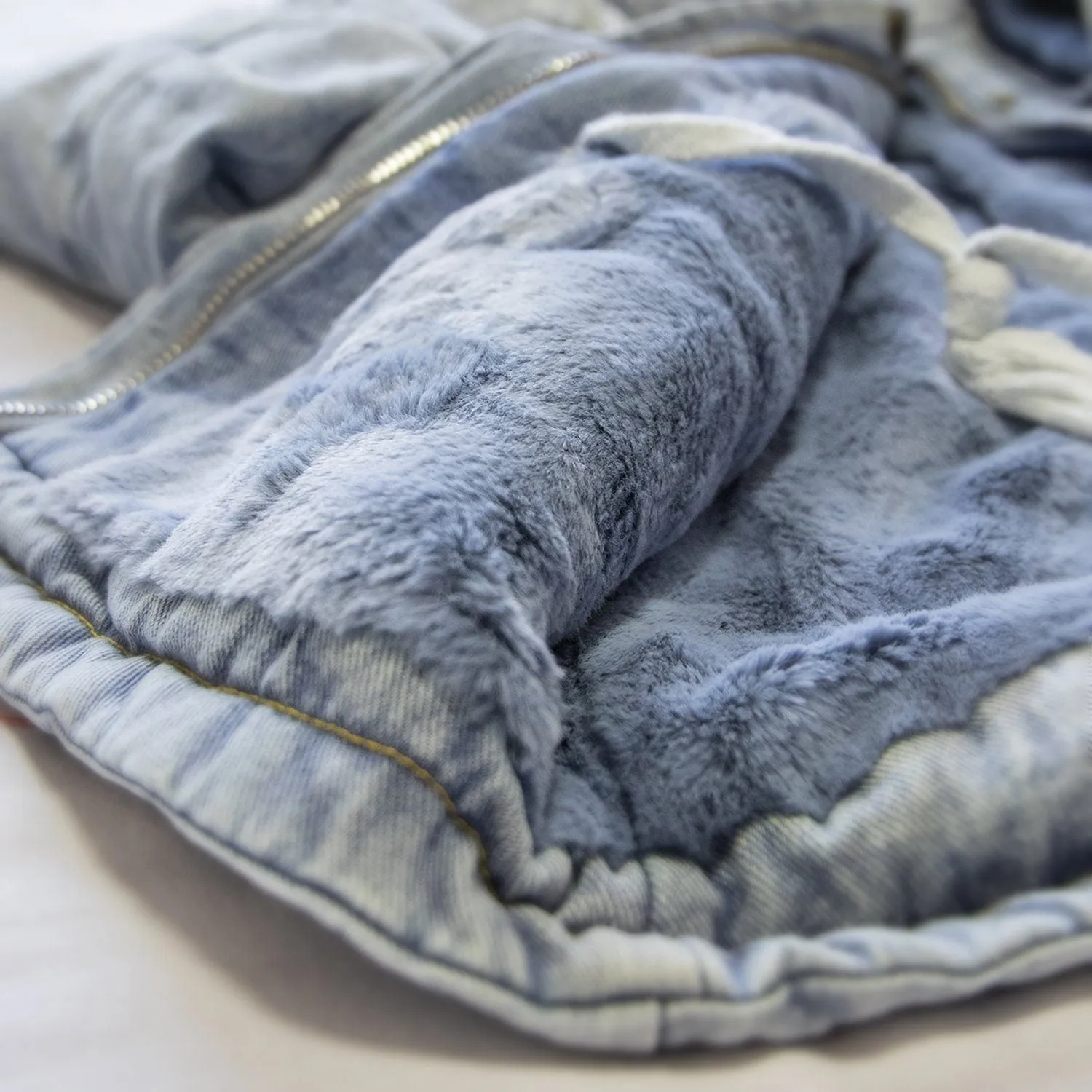Holly Oversized Denim Fur Hooded Winter Coat Jacket