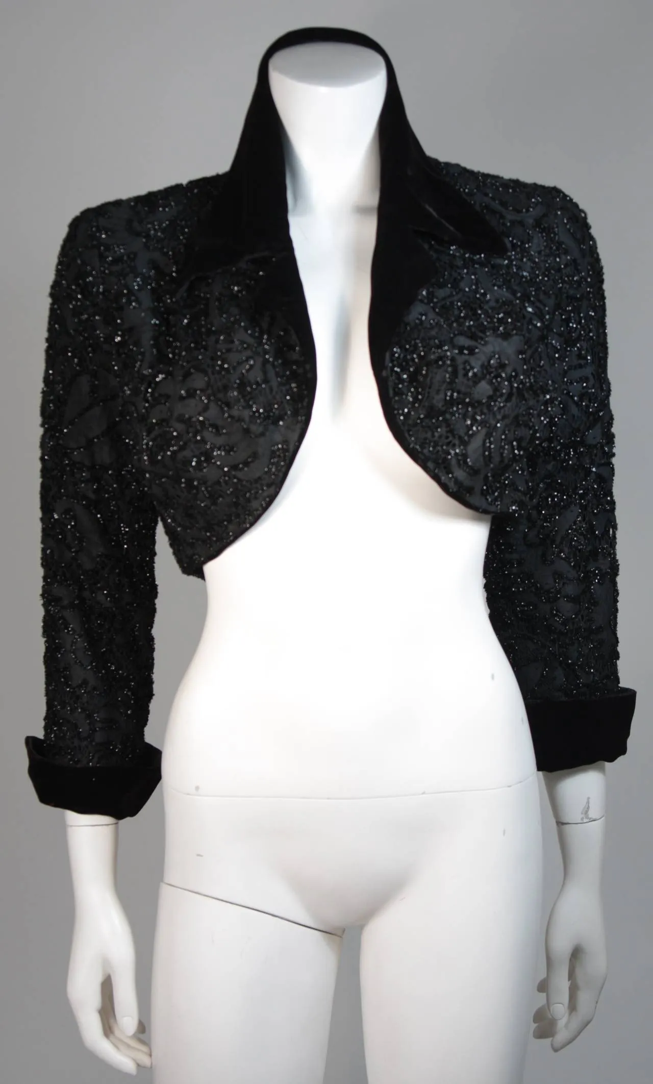 HOWARD GREER 2 pc Velvet Gown, Beaded Bolero Size Small