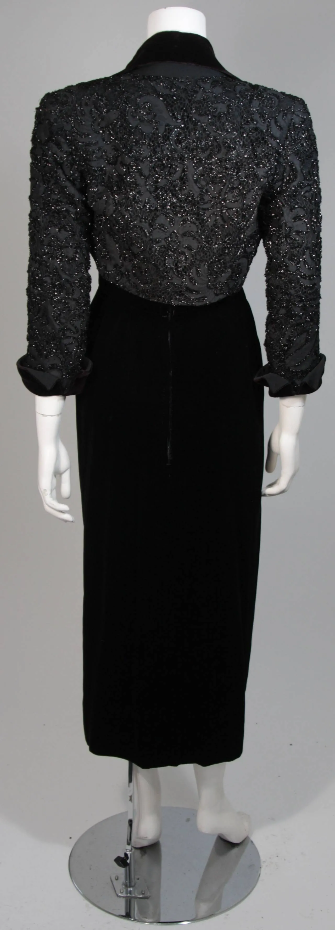 HOWARD GREER 2 pc Velvet Gown, Beaded Bolero Size Small