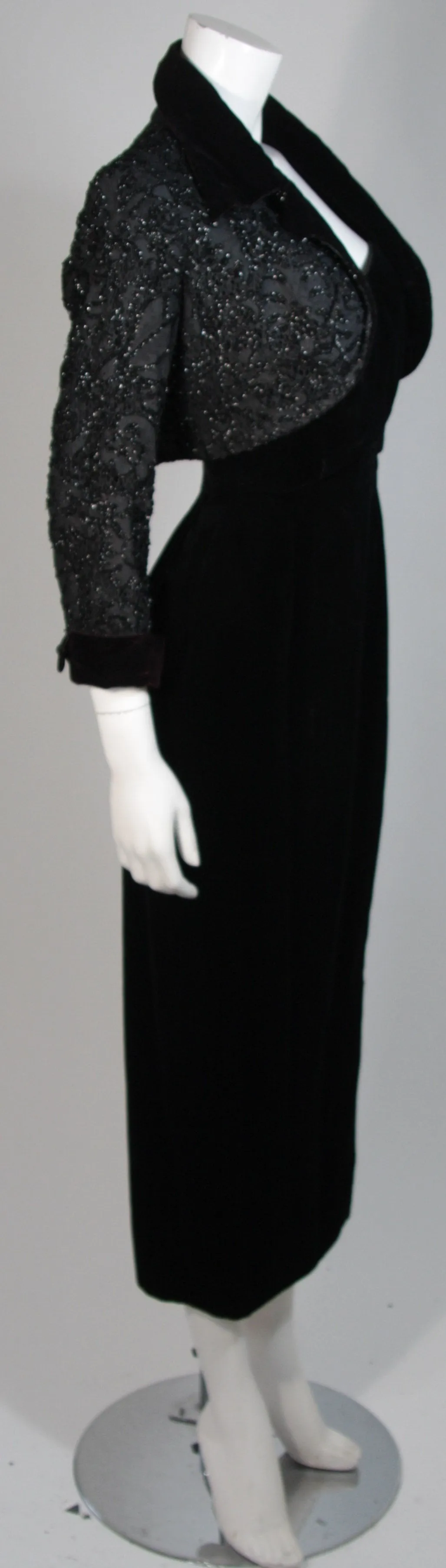HOWARD GREER 2 pc Velvet Gown, Beaded Bolero Size Small