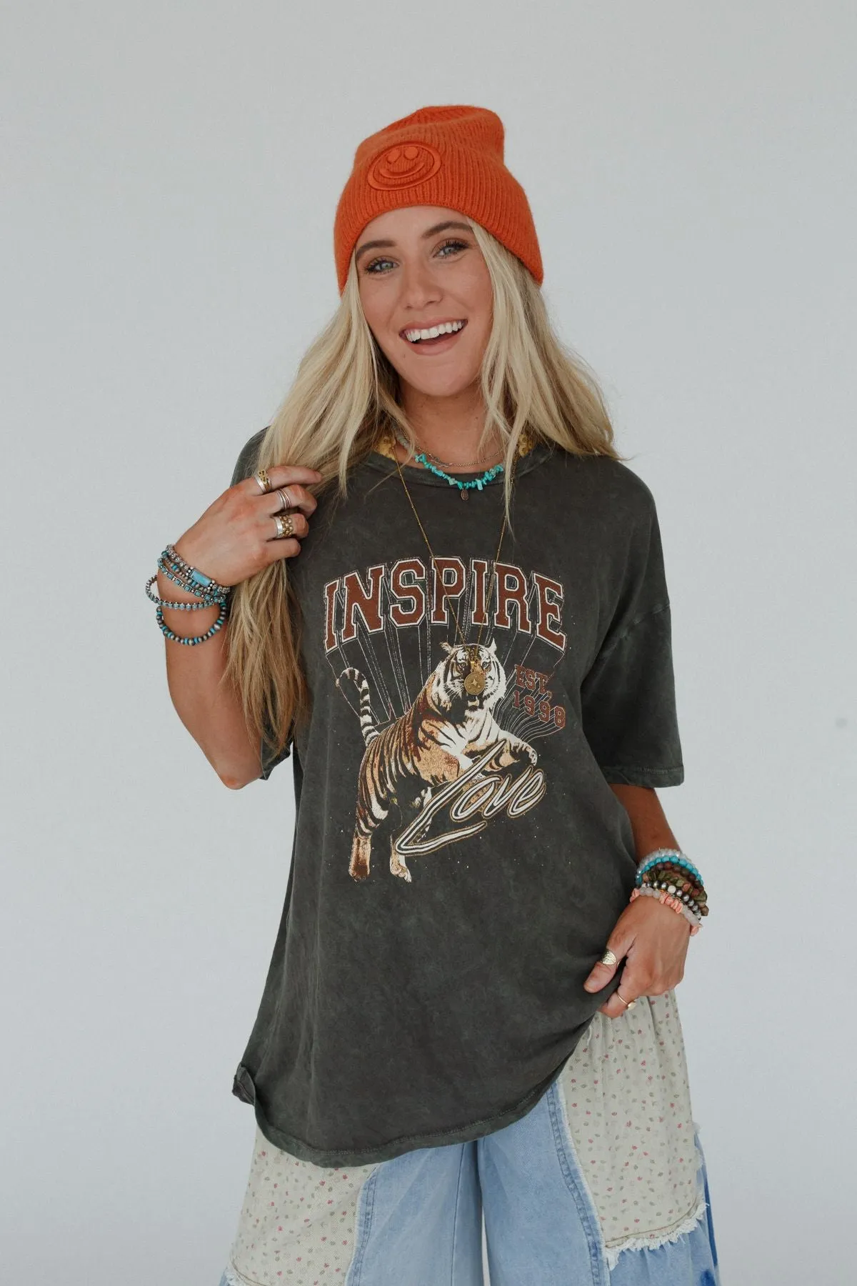 Inspired Tiger Graphic Tee - Iron
