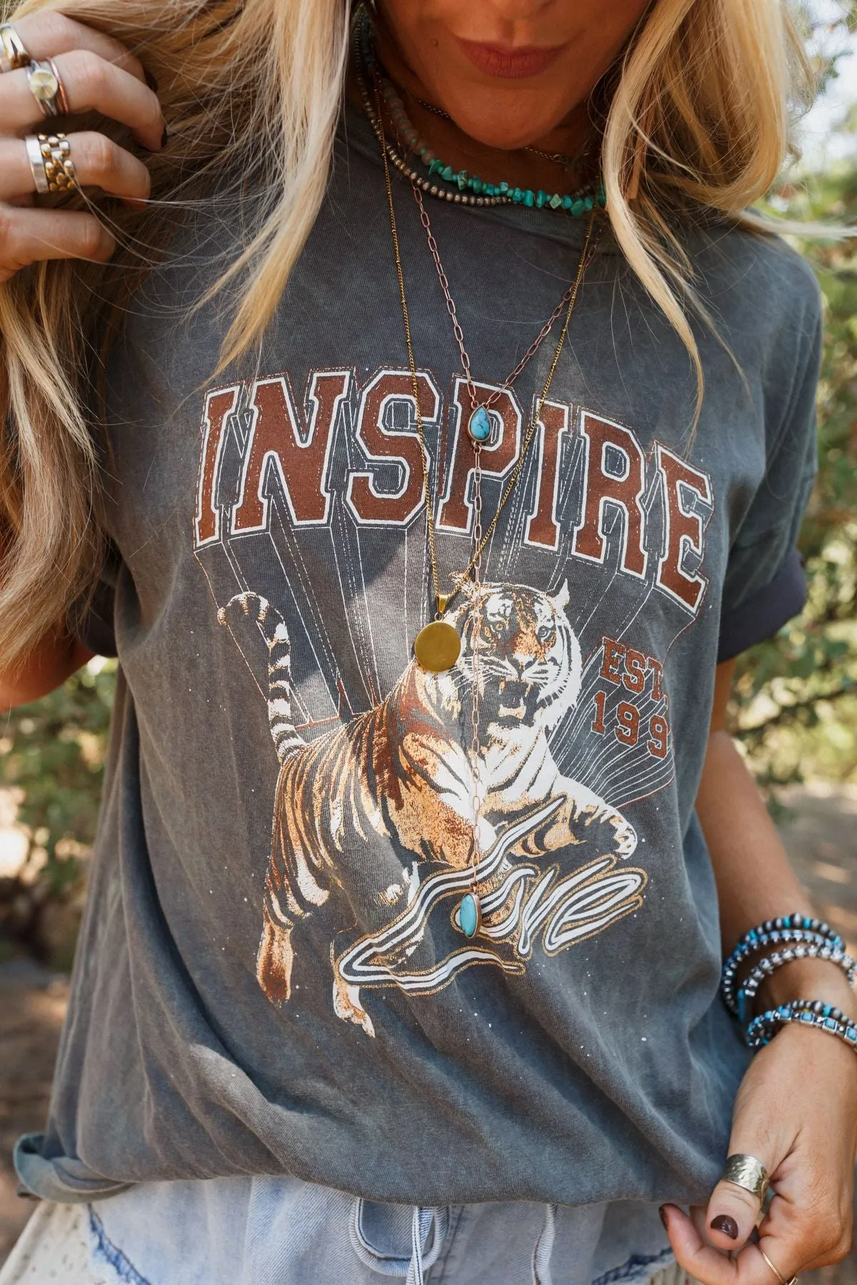 Inspired Tiger Graphic Tee - Iron