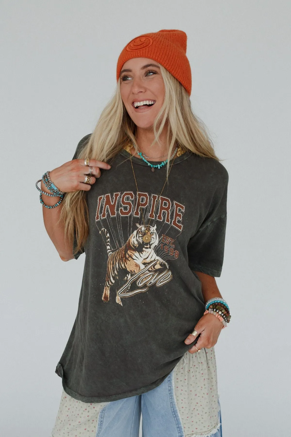 Inspired Tiger Graphic Tee - Iron