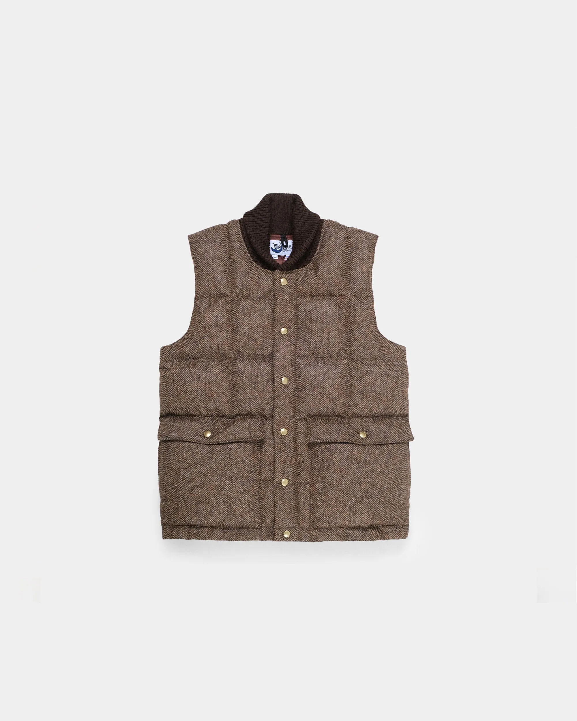 Italian Vest – Quilted Brown Herringbone Wool