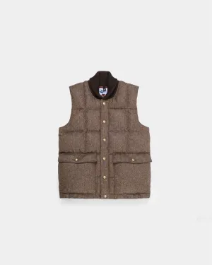 Italian Vest – Quilted Brown Herringbone Wool