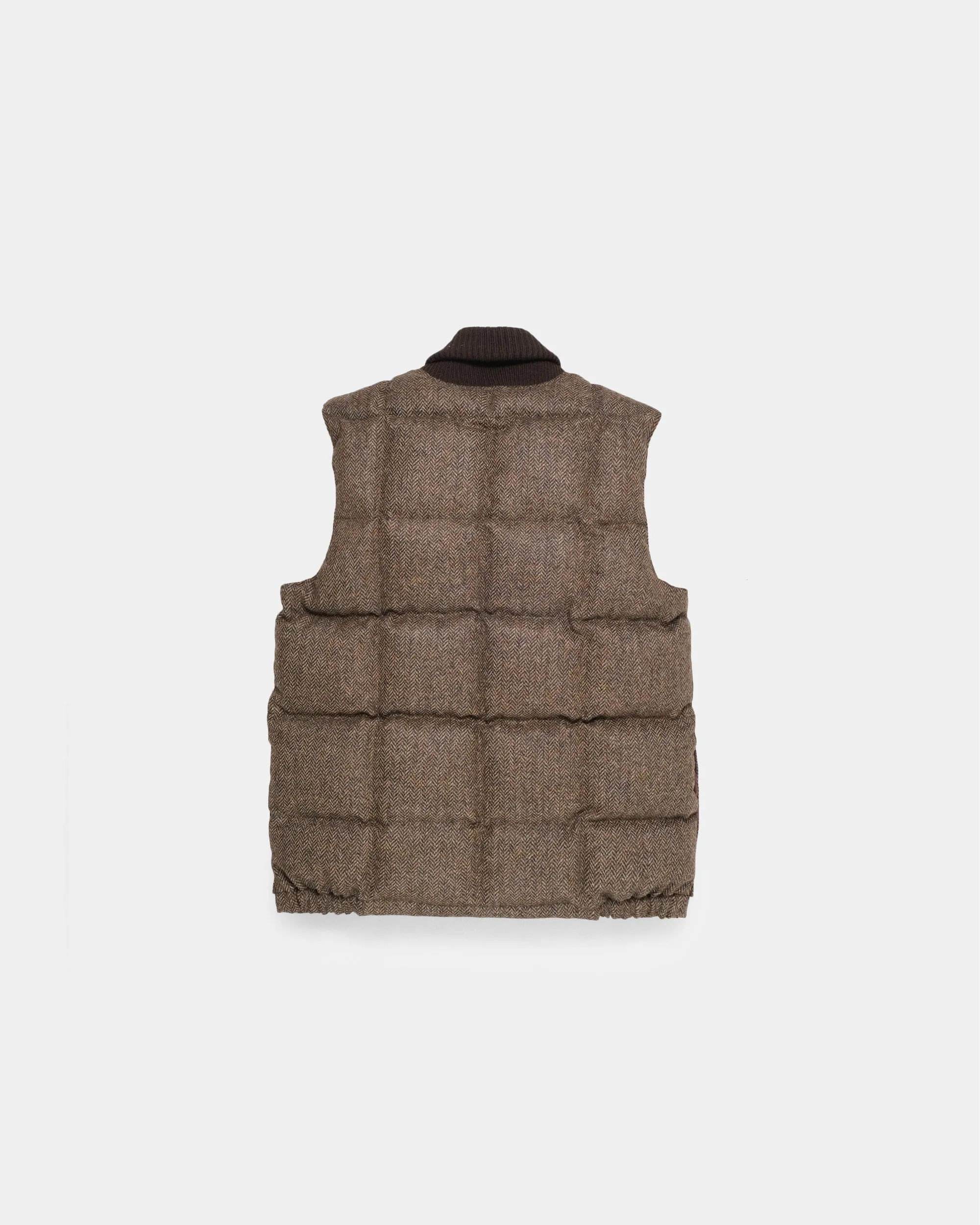 Italian Vest – Quilted Brown Herringbone Wool
