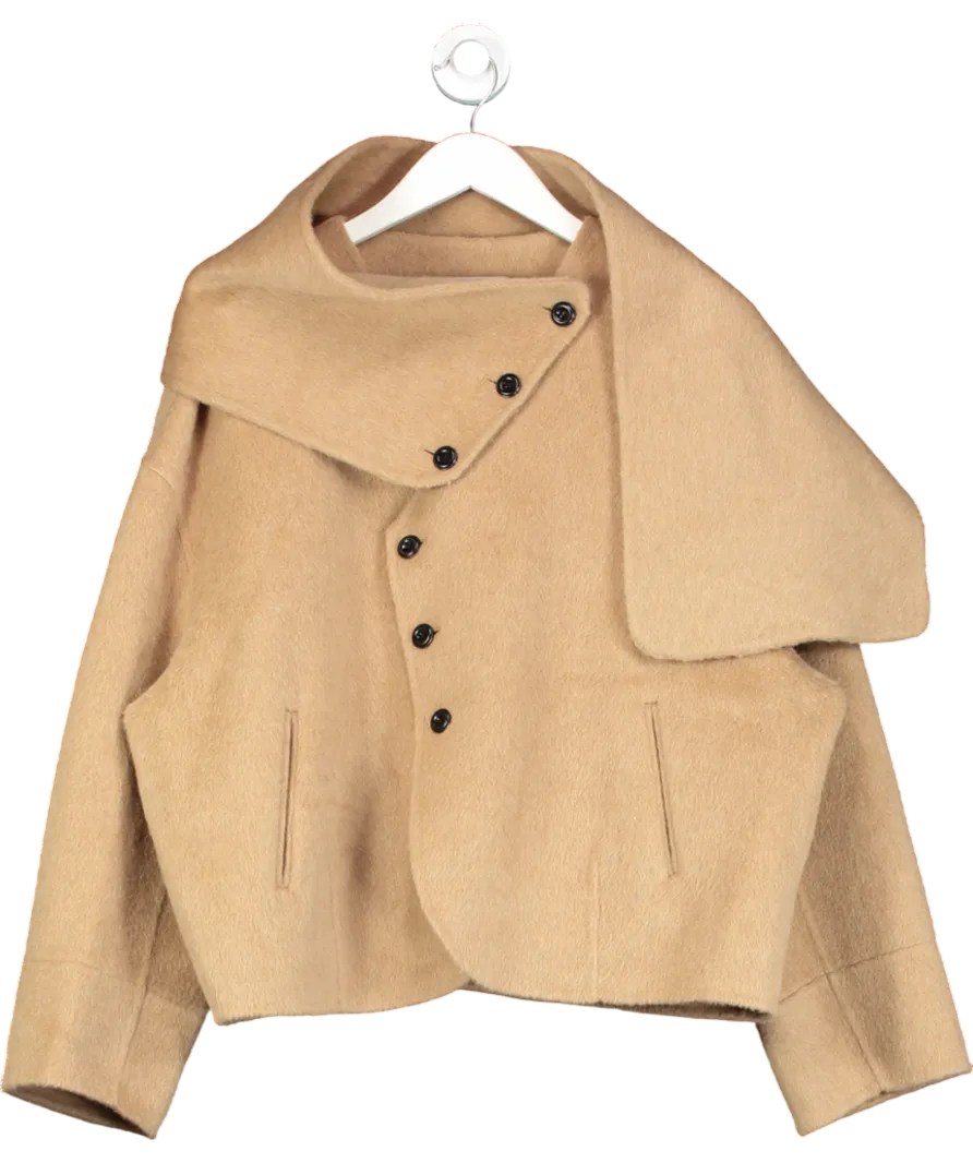 MAMU Studio Beige Sloane Short Wool & Cashmere Tan Coat One Size