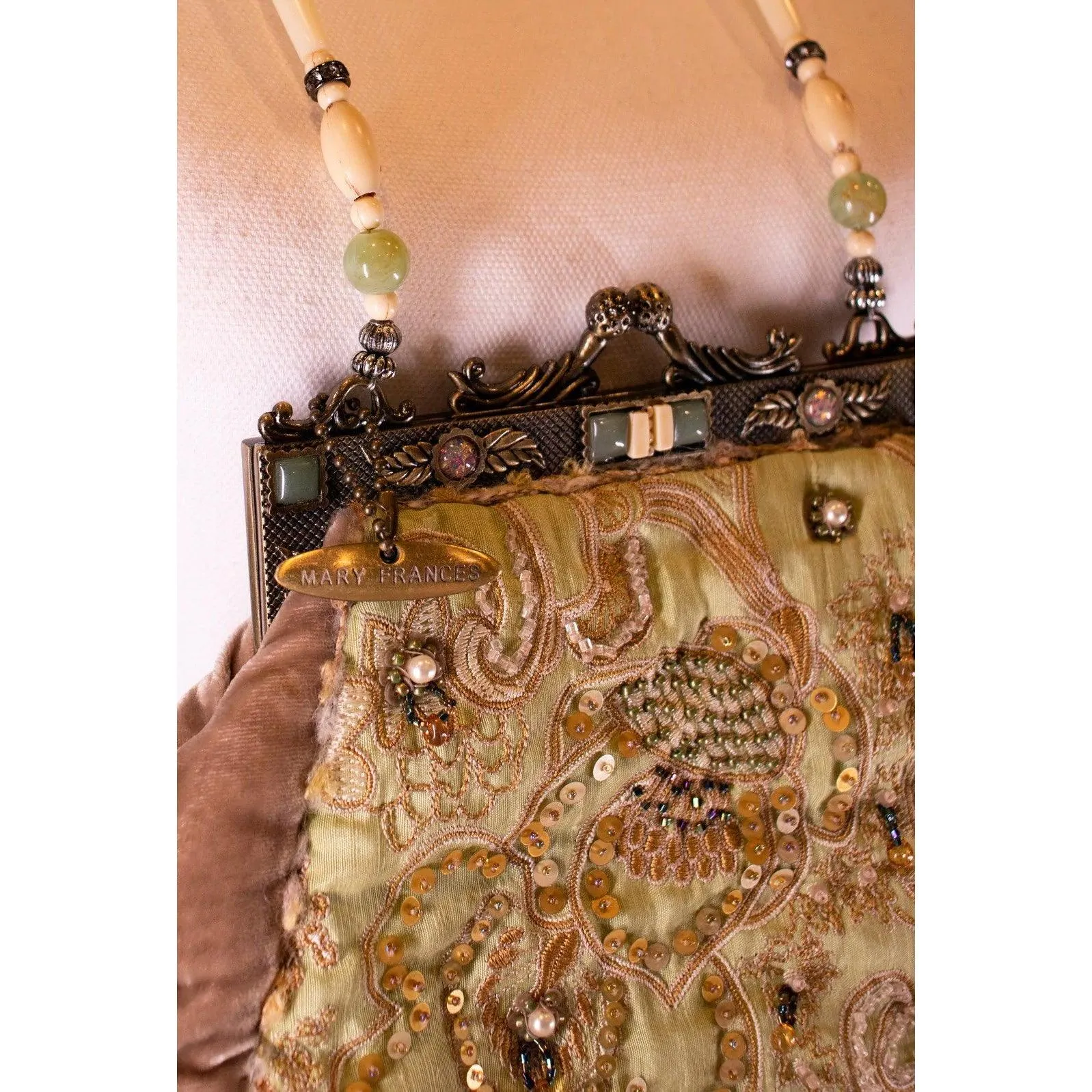 MARY FRANCES 80's Velvet Beaded Handbag