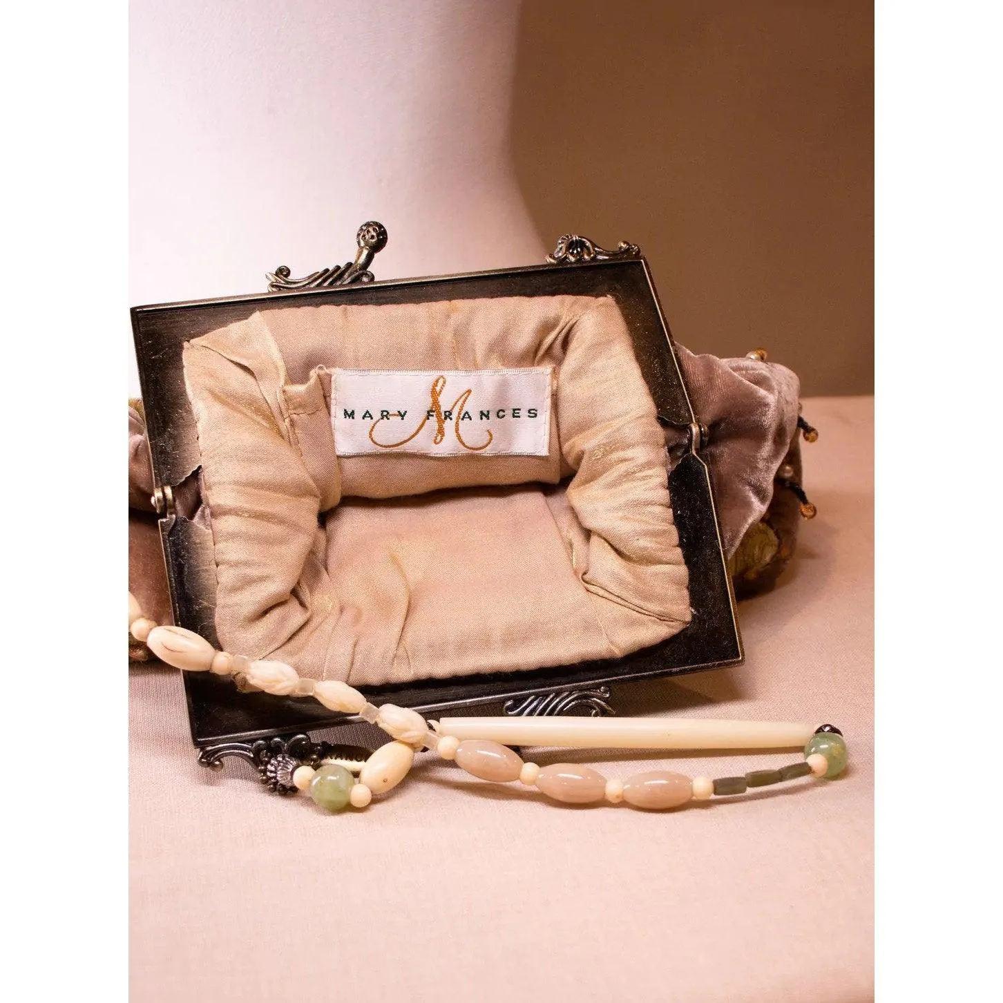 MARY FRANCES 80's Velvet Beaded Handbag