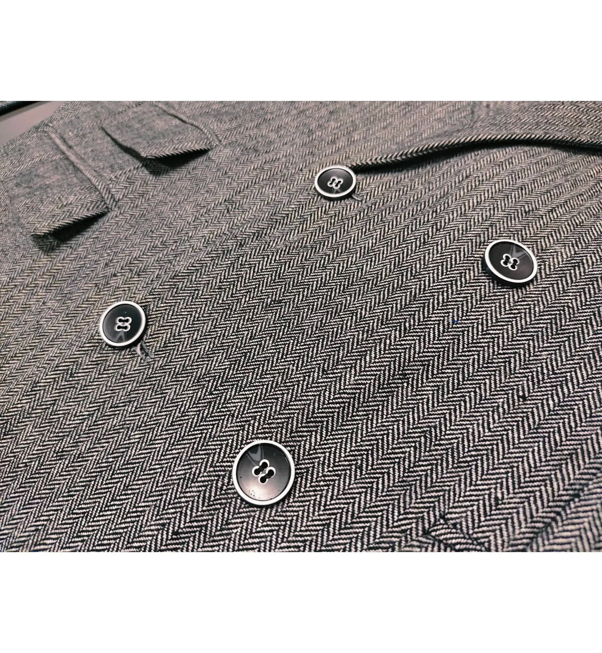 Men's 3 Pieces Suit Classic Herringbone Tweed Peak Lapel Gent Tuxedos (Blazer vest Pants)