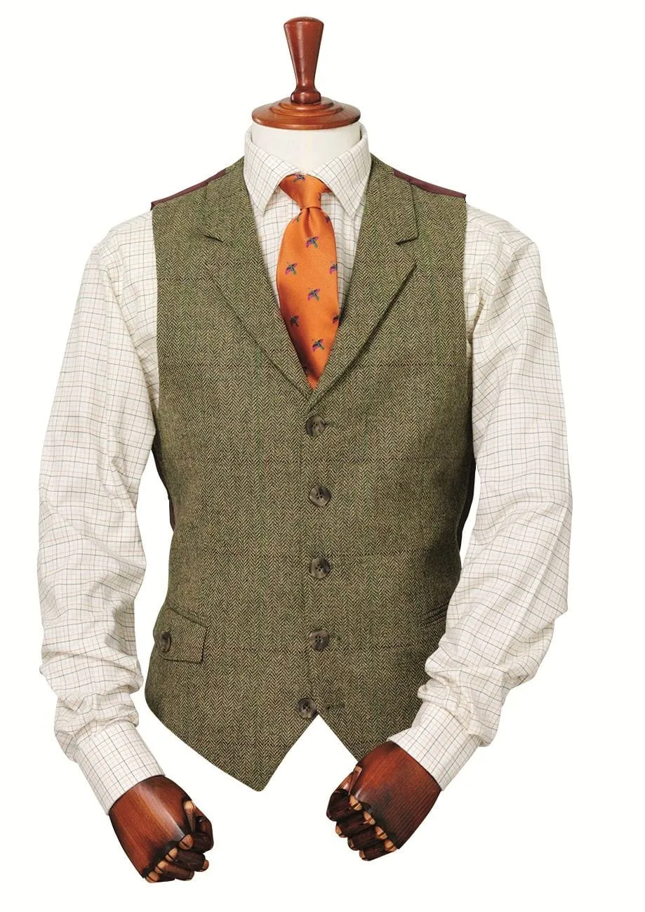 Men's Classic vintage Herringbone Notch Lapel Waistcoat