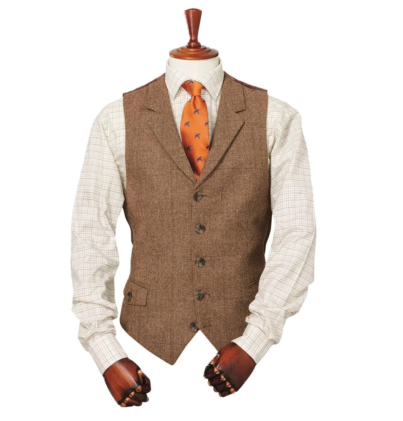 Men's Classic vintage Herringbone Notch Lapel Waistcoat