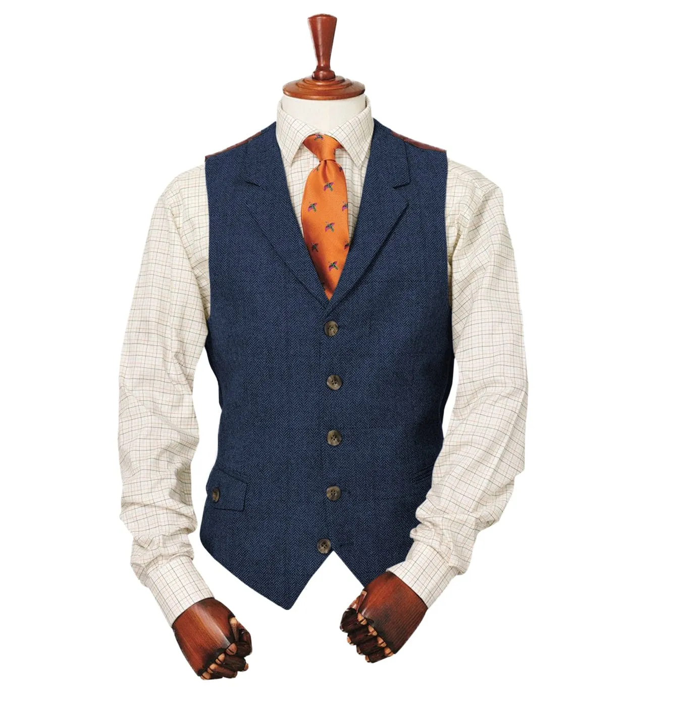 Men's Classic vintage Herringbone Notch Lapel Waistcoat