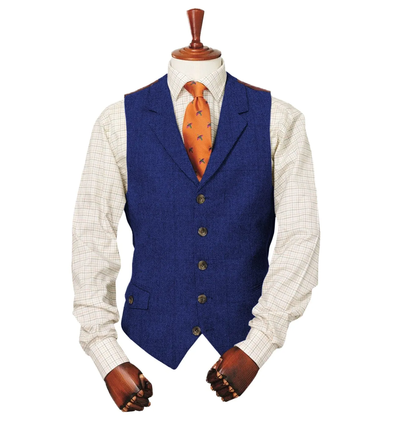 Men's Classic vintage Herringbone Notch Lapel Waistcoat