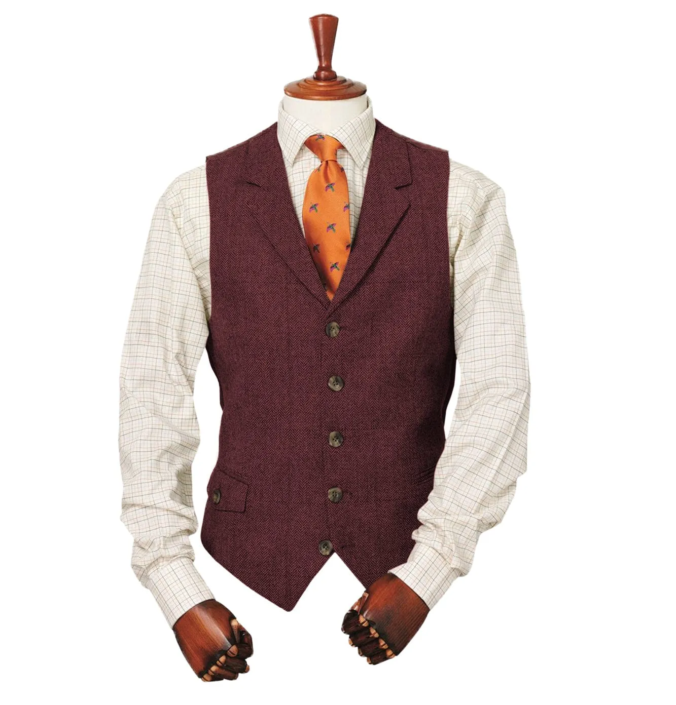 Men's Classic vintage Herringbone Notch Lapel Waistcoat