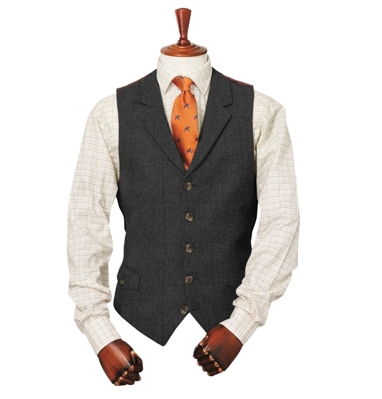 Men's Classic vintage Herringbone Notch Lapel Waistcoat
