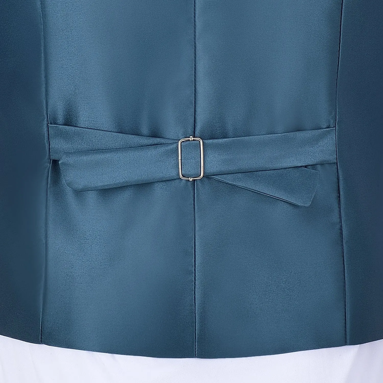 Men's Tweed Herringbone Paneled Satin Vest Slim Fit Waistcoat