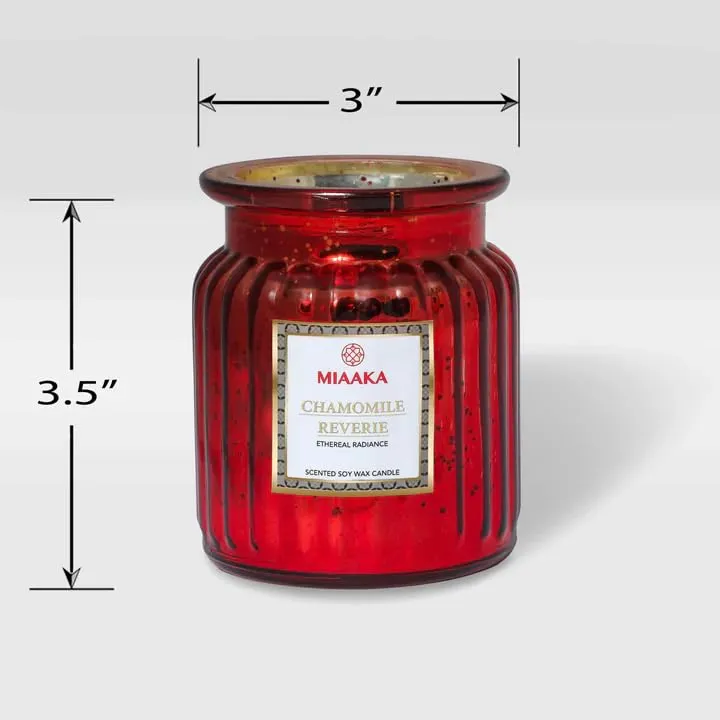 MIAAKA Ethereal Radiance Fluted Glass Jar Hand Poured Scented Candle Chamomile Reverie Fragrance 435gm