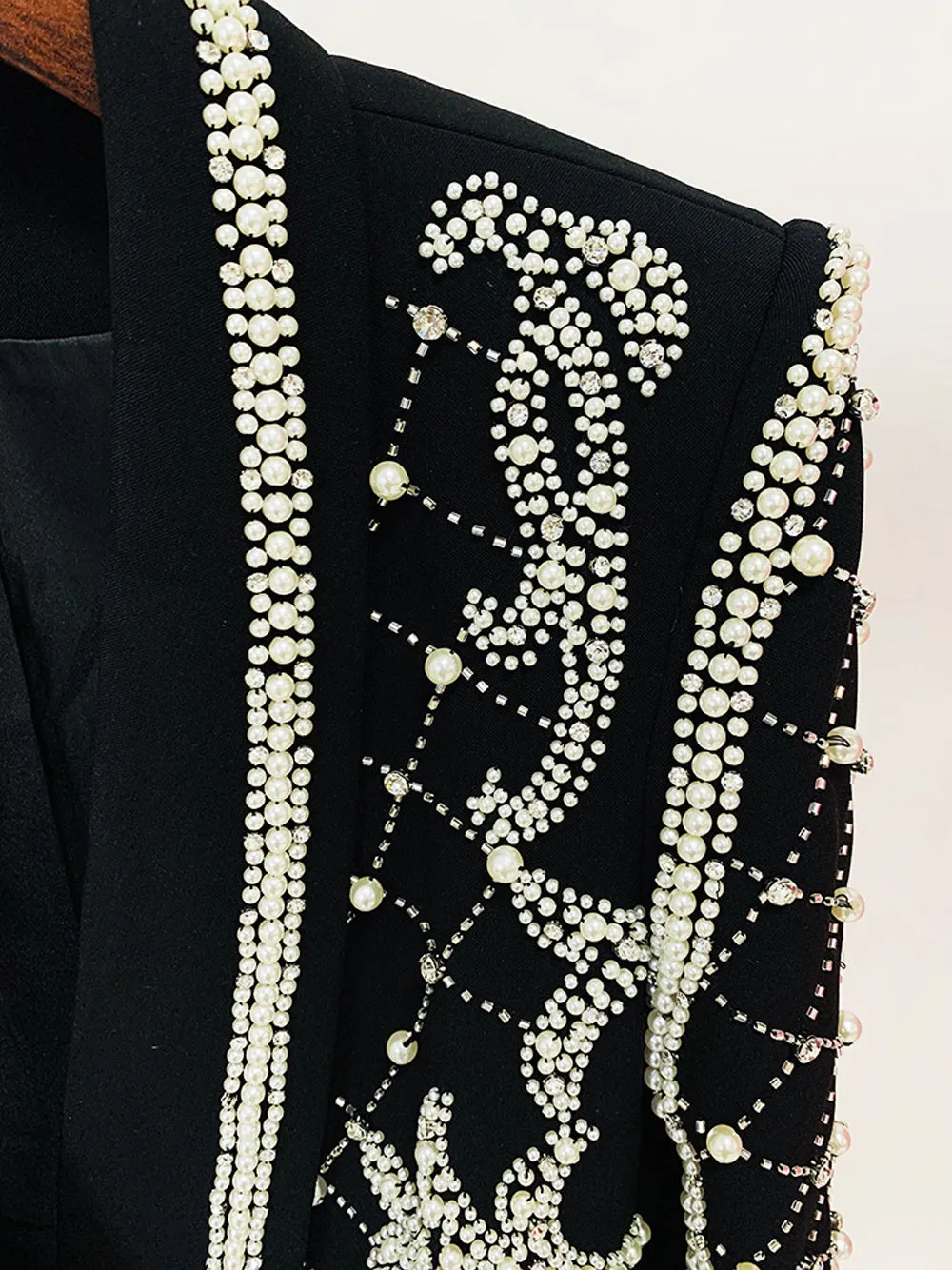 NAUTA Pearls Beaded Blazer Dress in Black
