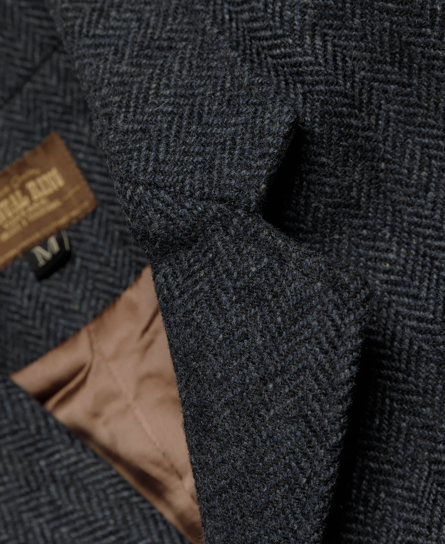 Navy Herringbone Tweed Lapel Vest