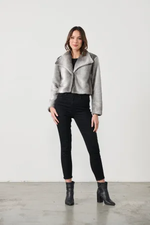OMBRE FAUX FUR CROP JACKET