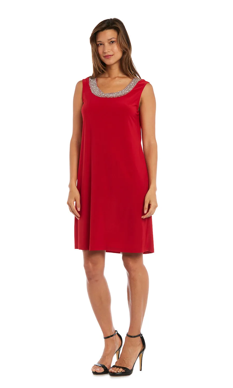 Petite Women Beaded Neck Two Piece Jacket Dress