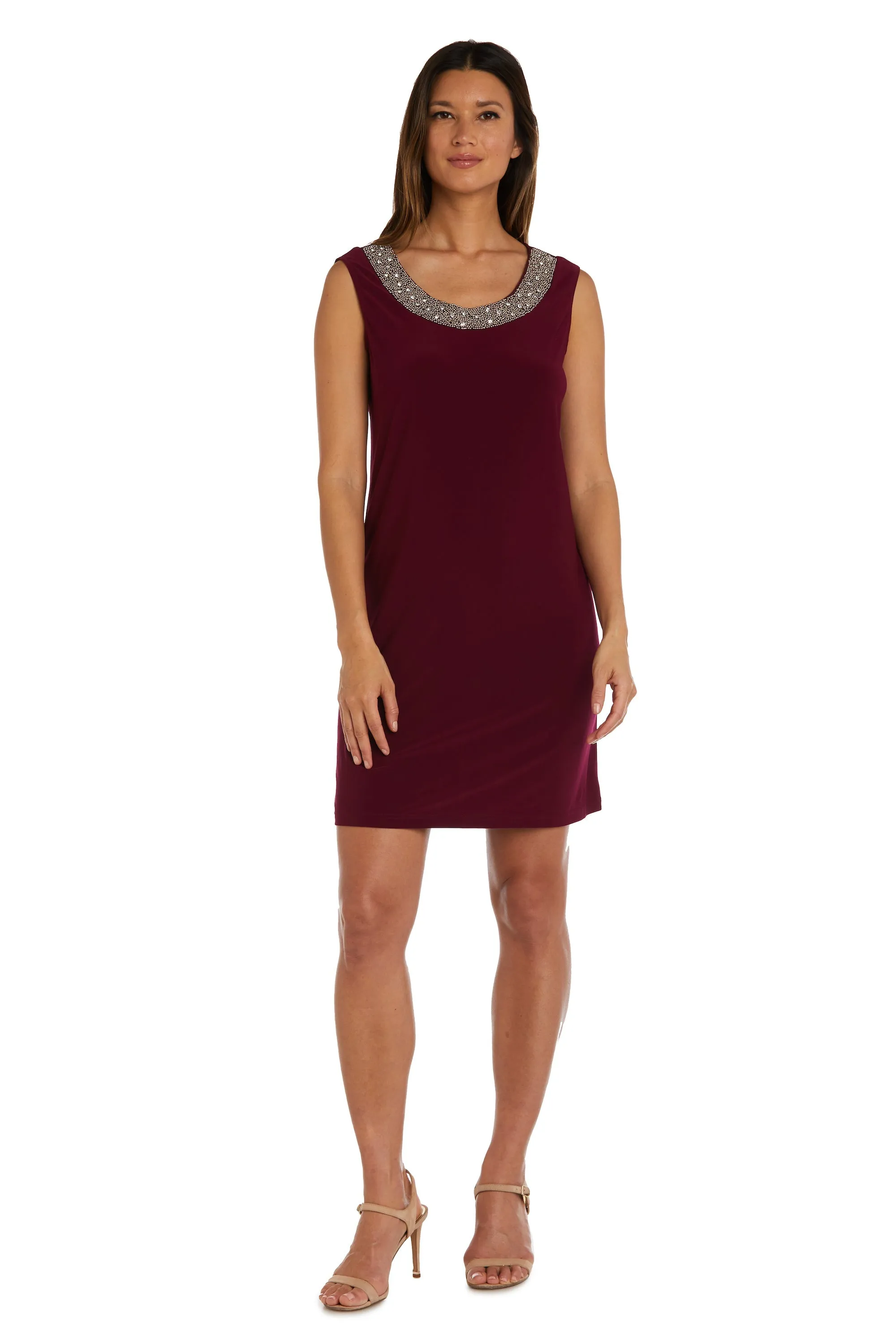 Petite Women Beaded Neck Two Piece Jacket Dress