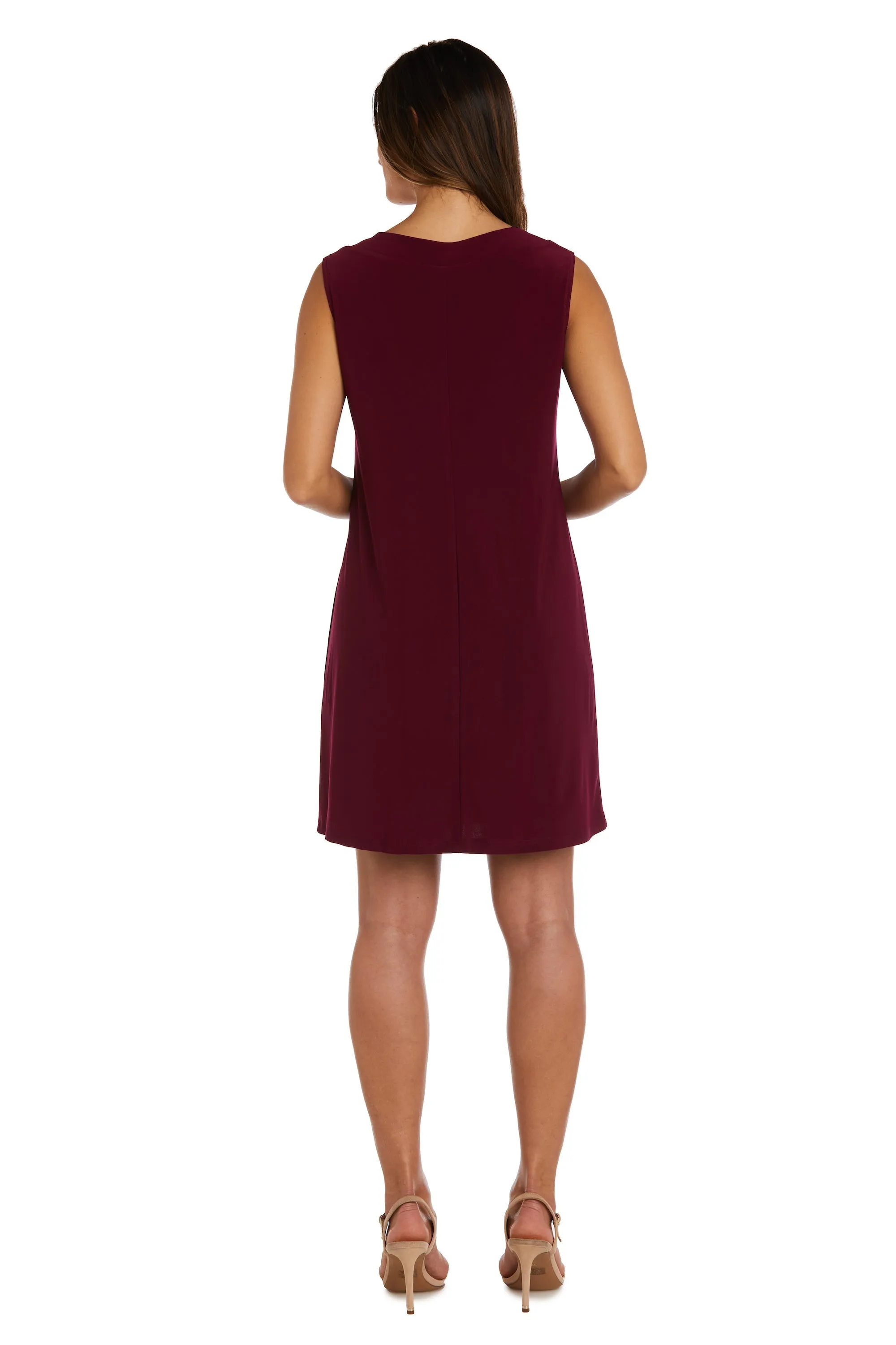 Petite Women Beaded Neck Two Piece Jacket Dress