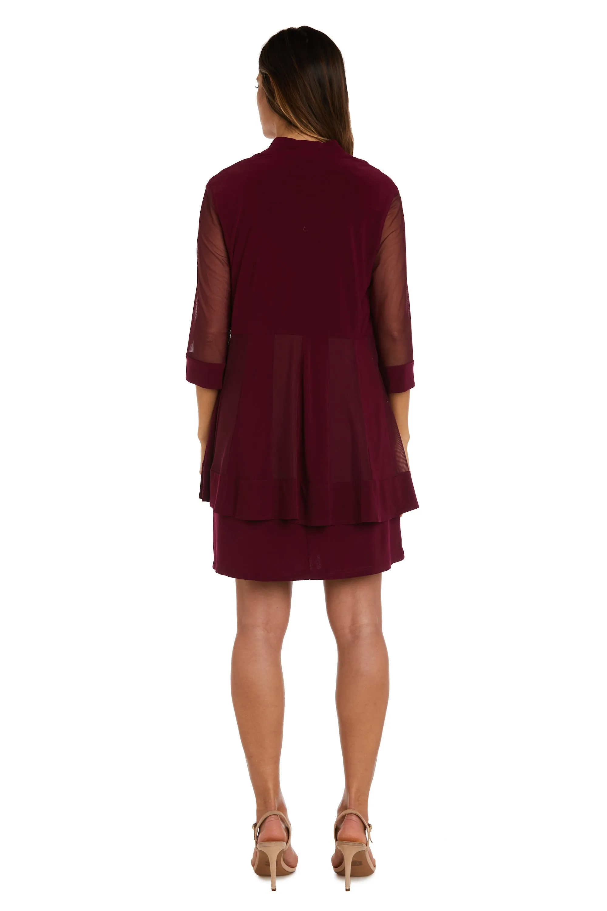 Petite Women Beaded Neck Two Piece Jacket Dress