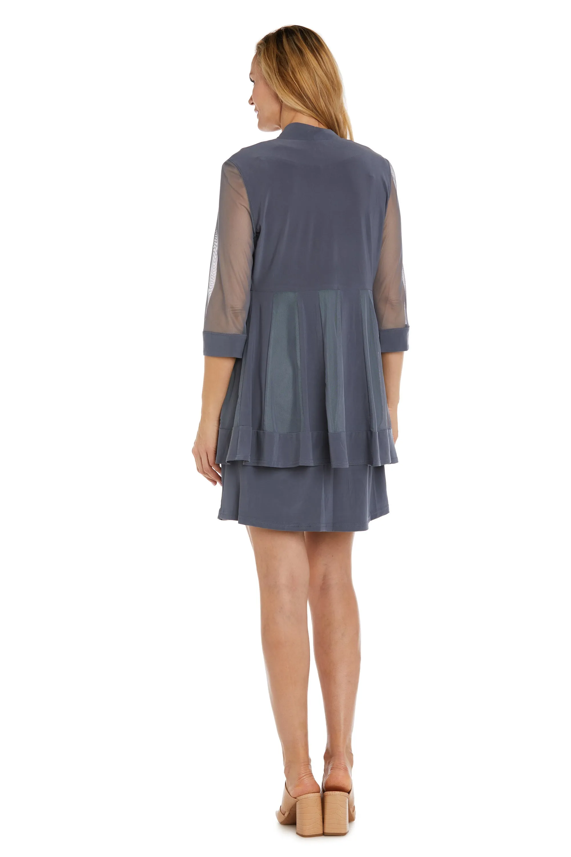 Petite Women Beaded Neck Two Piece Jacket Dress