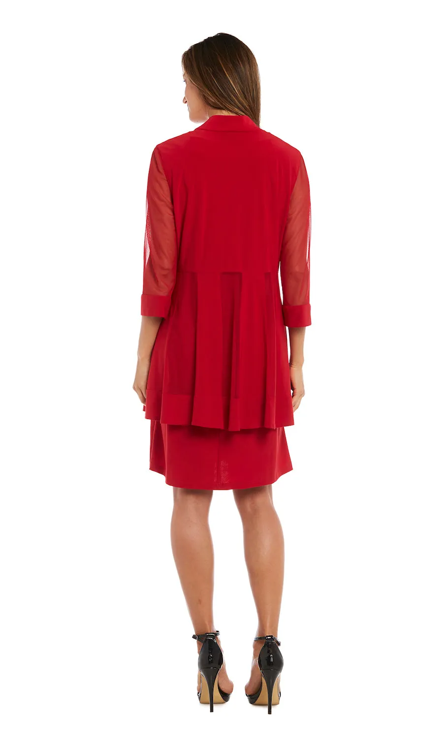 Petite Women Beaded Neck Two Piece Jacket Dress