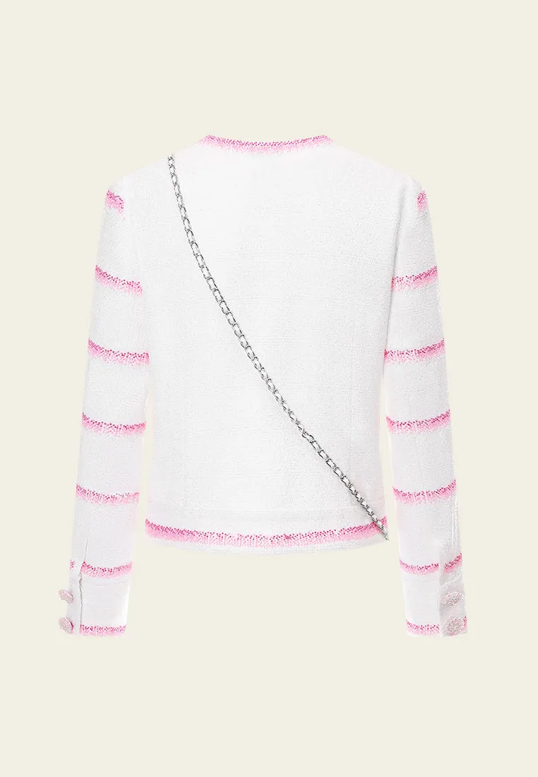 Pink Stripe White Tweed Jacket