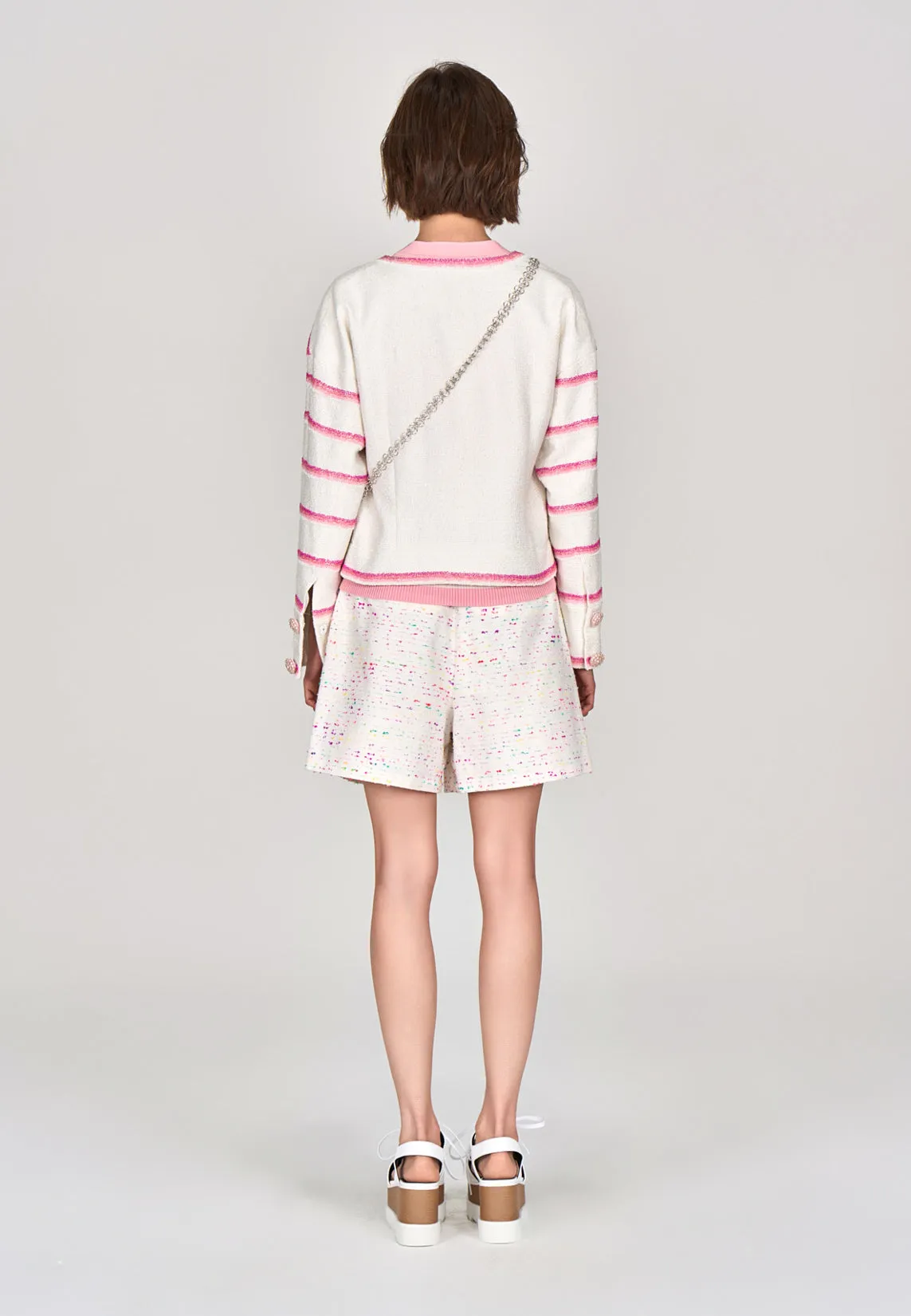 Pink Stripe White Tweed Jacket