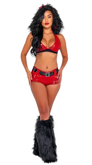 Playful Santa Hooded Top and Short Set