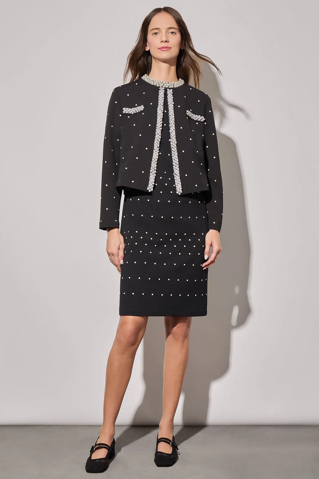 Plus Size Stretch Deco Crepe Embellished Jacket