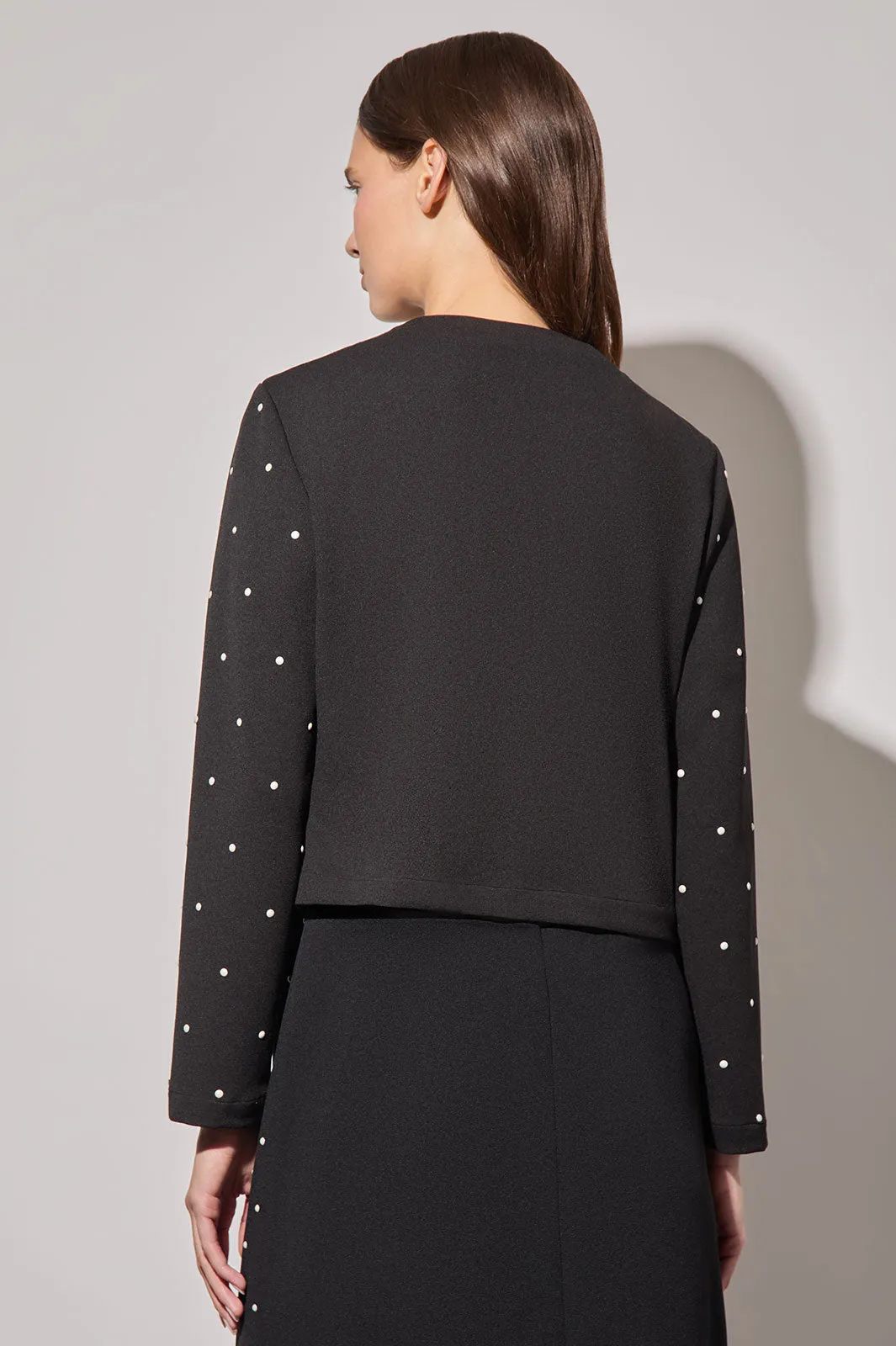 Plus Size Stretch Deco Crepe Embellished Jacket