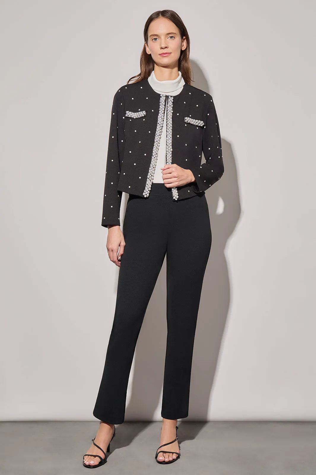 Plus Size Stretch Deco Crepe Embellished Jacket