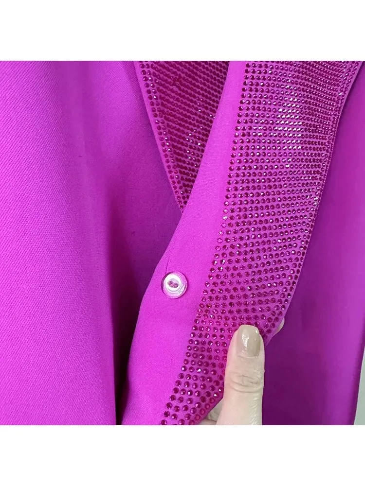 Pre Order:  Diamond Beads Collar Long Blazer