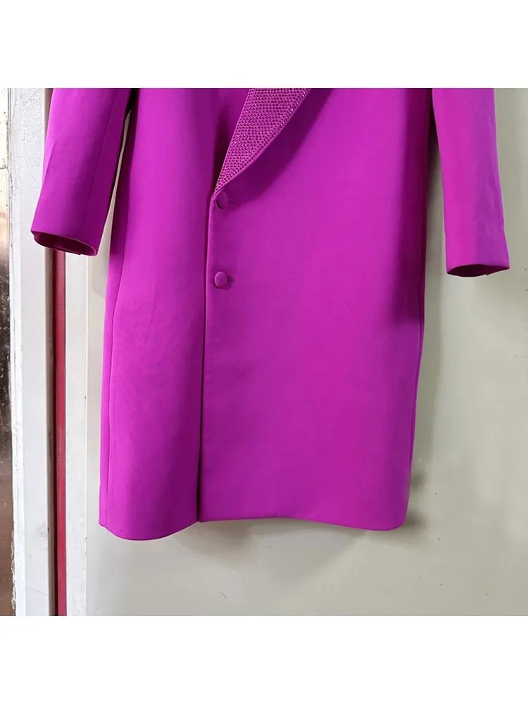 Pre Order:  Diamond Beads Collar Long Blazer