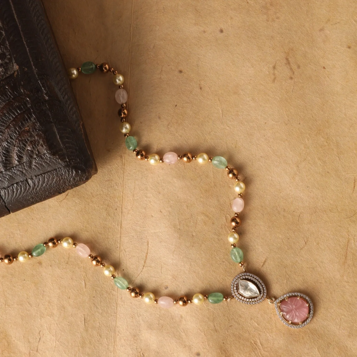 Radiant reverie Beaded Silver Moissanite Necklace