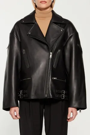 Samantha Leather Biker Black