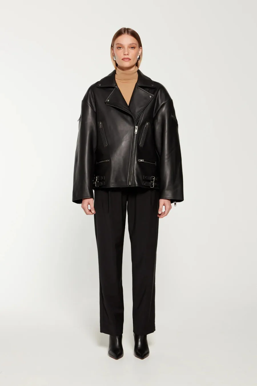 Samantha Leather Biker Black