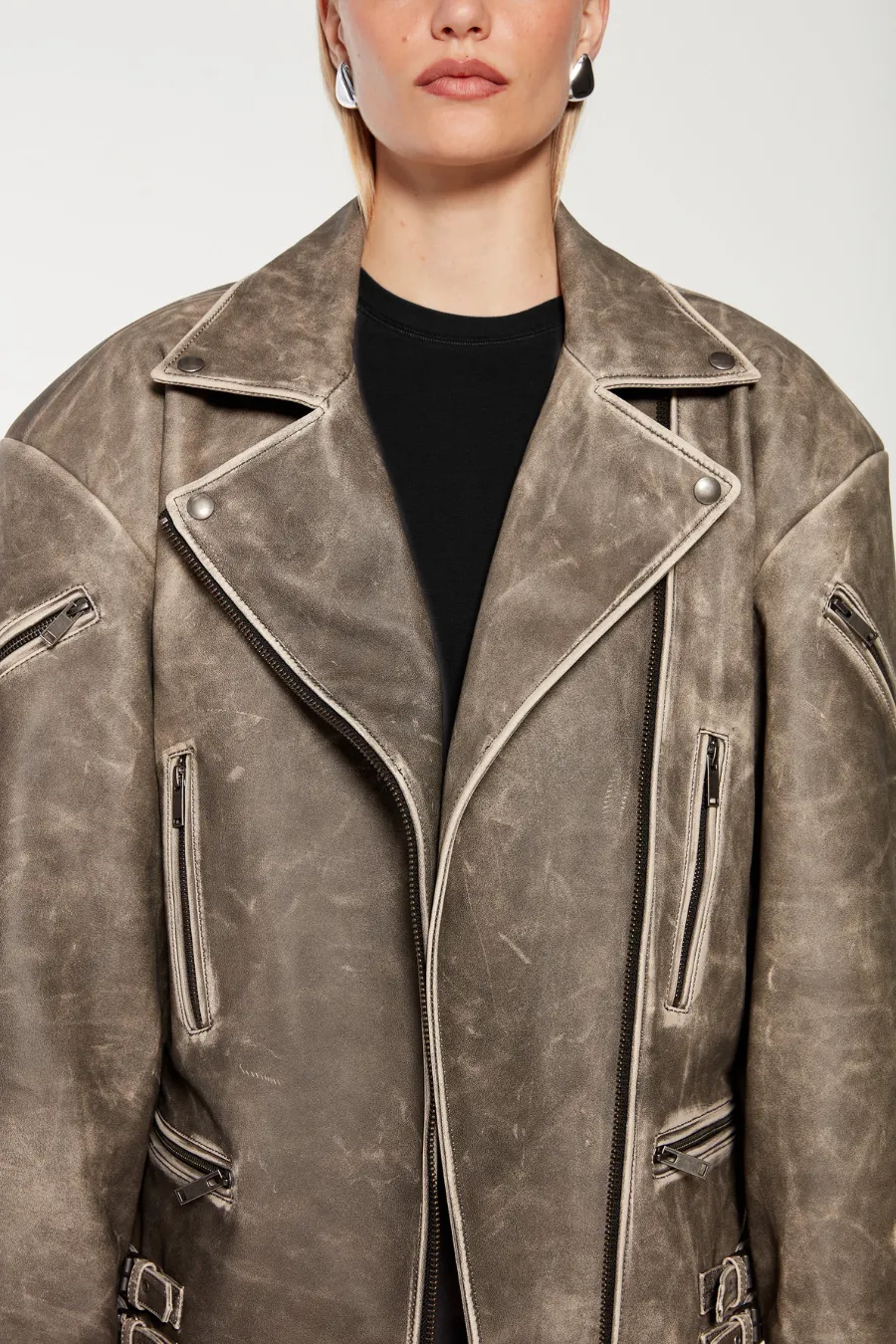Samantha Vintage Leather Biker Black