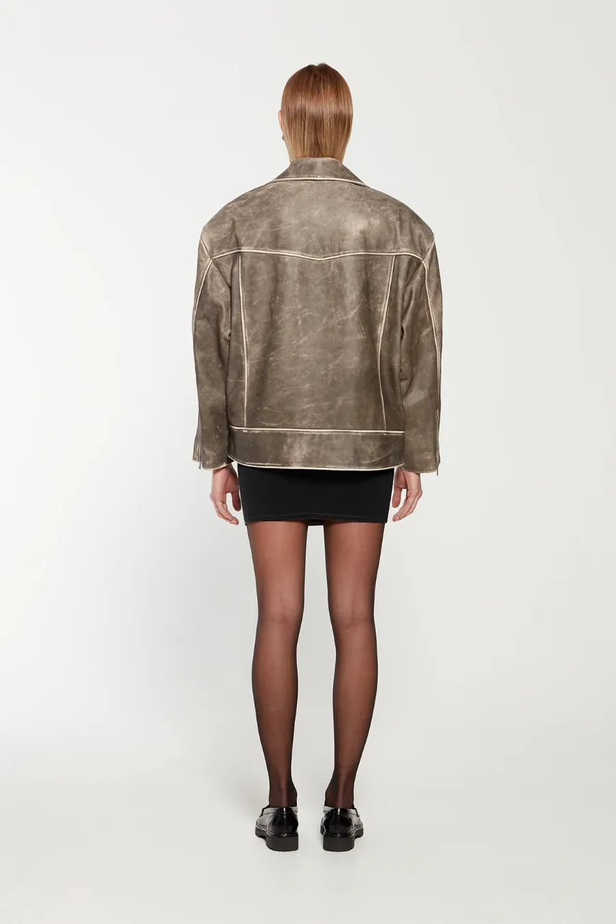 Samantha Vintage Leather Biker Black
