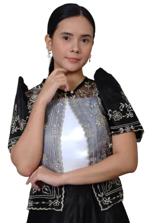 Silk Cocoon Black Modern Filipiniana Bolero - MRA07