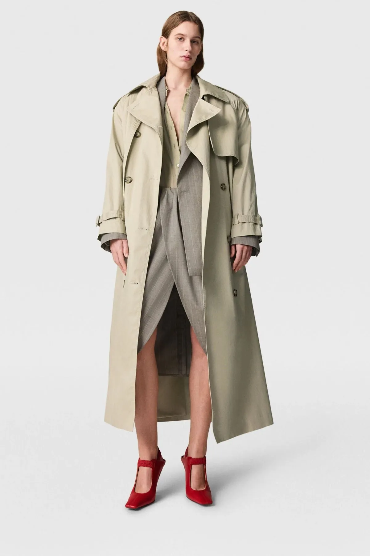 Stella McCartney Padded Shoulder Trench - Pebble