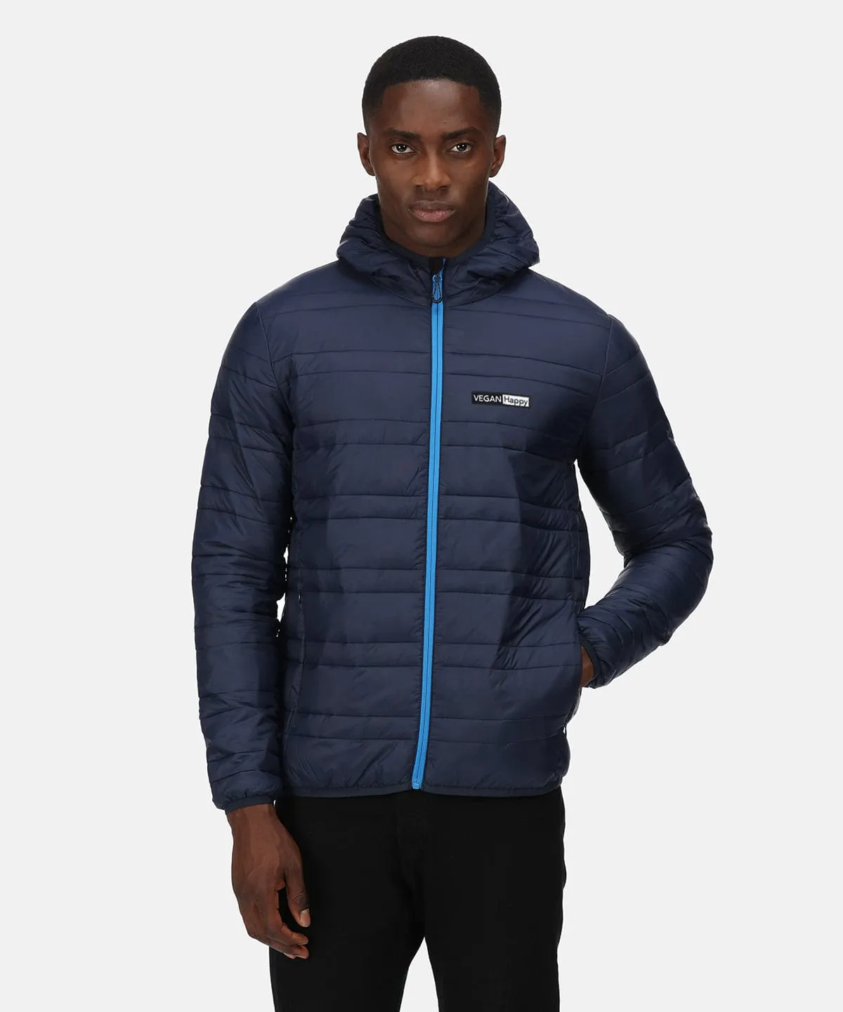 Vegan Men's Hooded Firedown Packaway Baffle Jacket | Multiple Colours