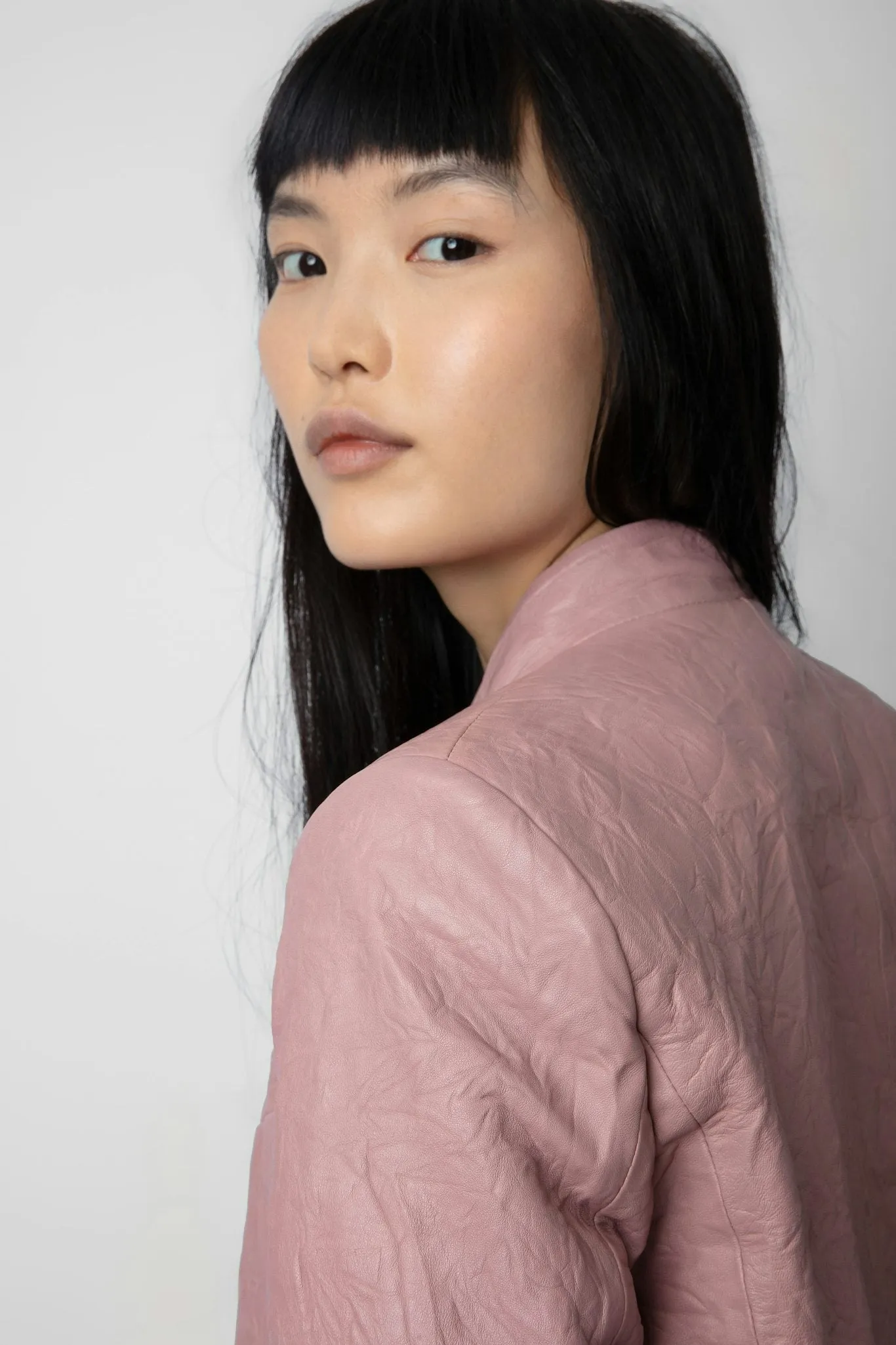 Very Crinkled Leather Blazer Primrose
